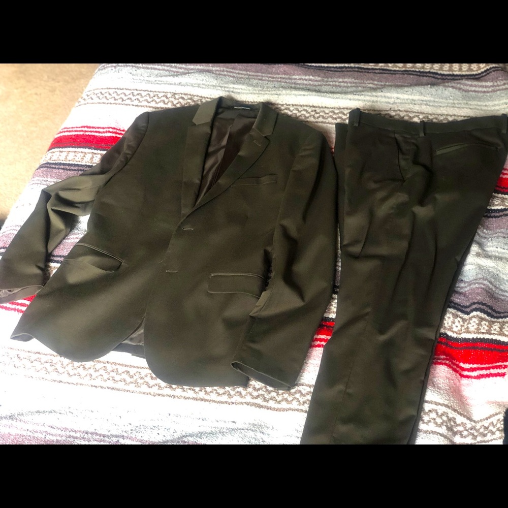 H&M Suit Skinny fit 40R 34x30 Olive Drab Color